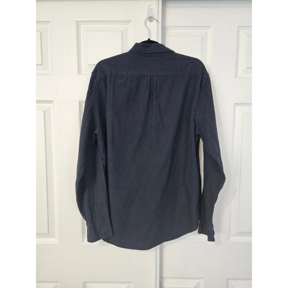 J.Crew Mens Brushed Twill Button Down Shirt Navy Blue Classic Fit AP635 Size L